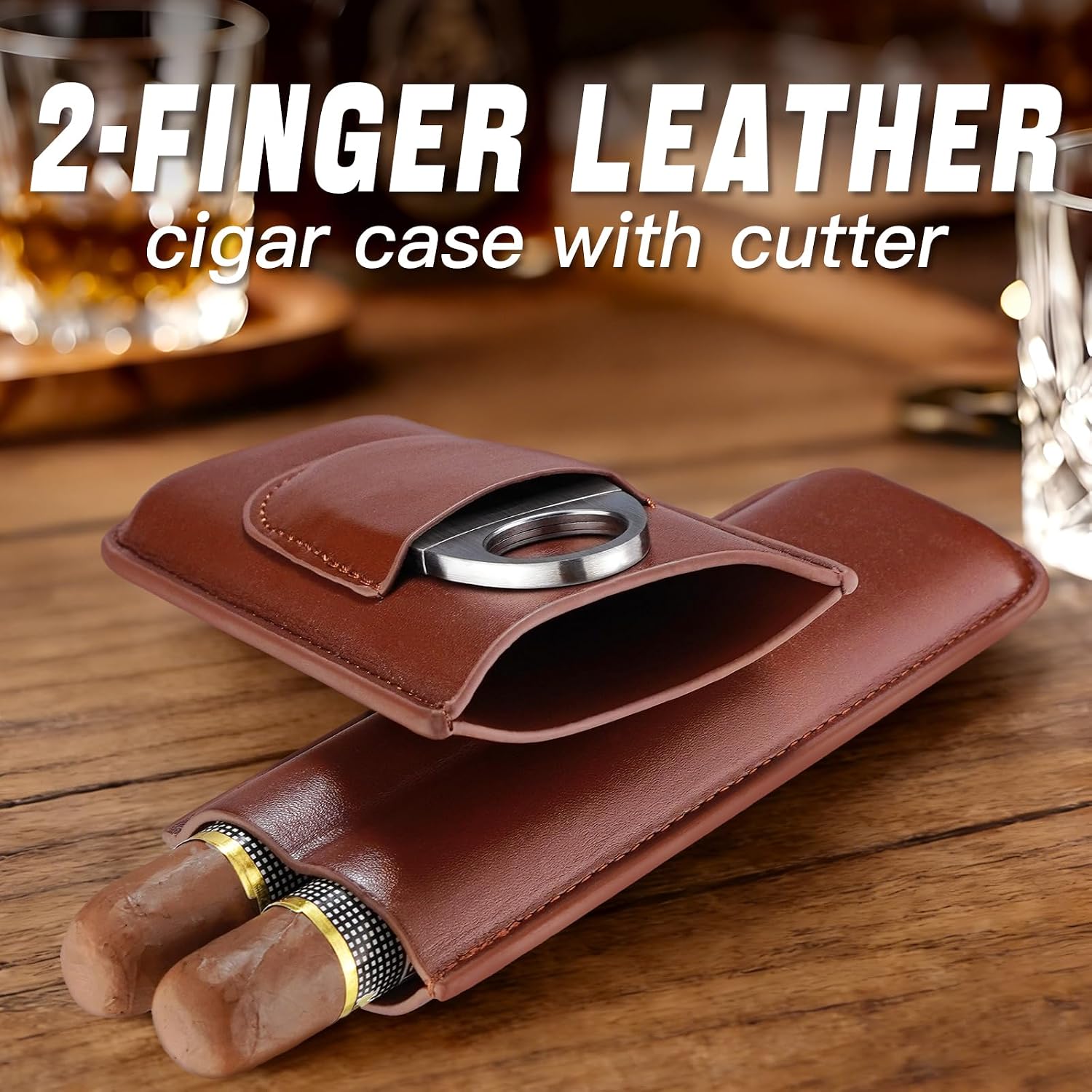 Portable 2-Finger Leather Ciga - огляд і ціна Premium Cigar Case