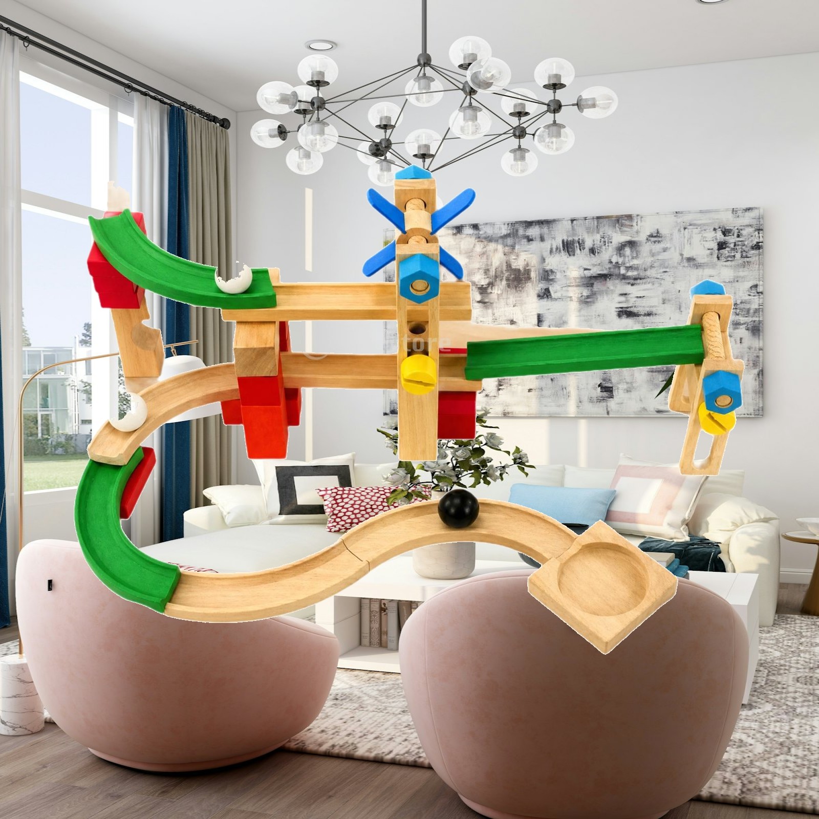 Wooden Marble Run Track for Ki - огляд і ціна Marble Coaster Set