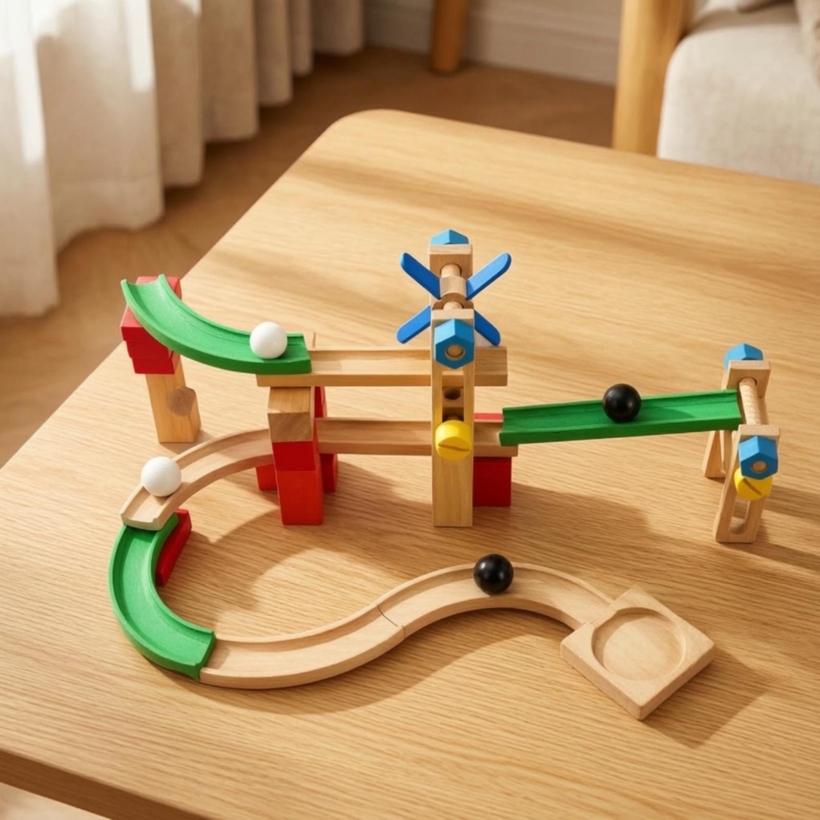 Wooden Marble Run Track for Ki - огляд і ціна Marble Coaster Set